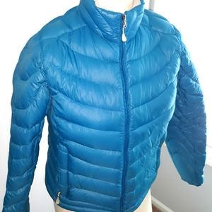 Lands' End aqua down puffer jacket. Small Petite size 6 to 8
